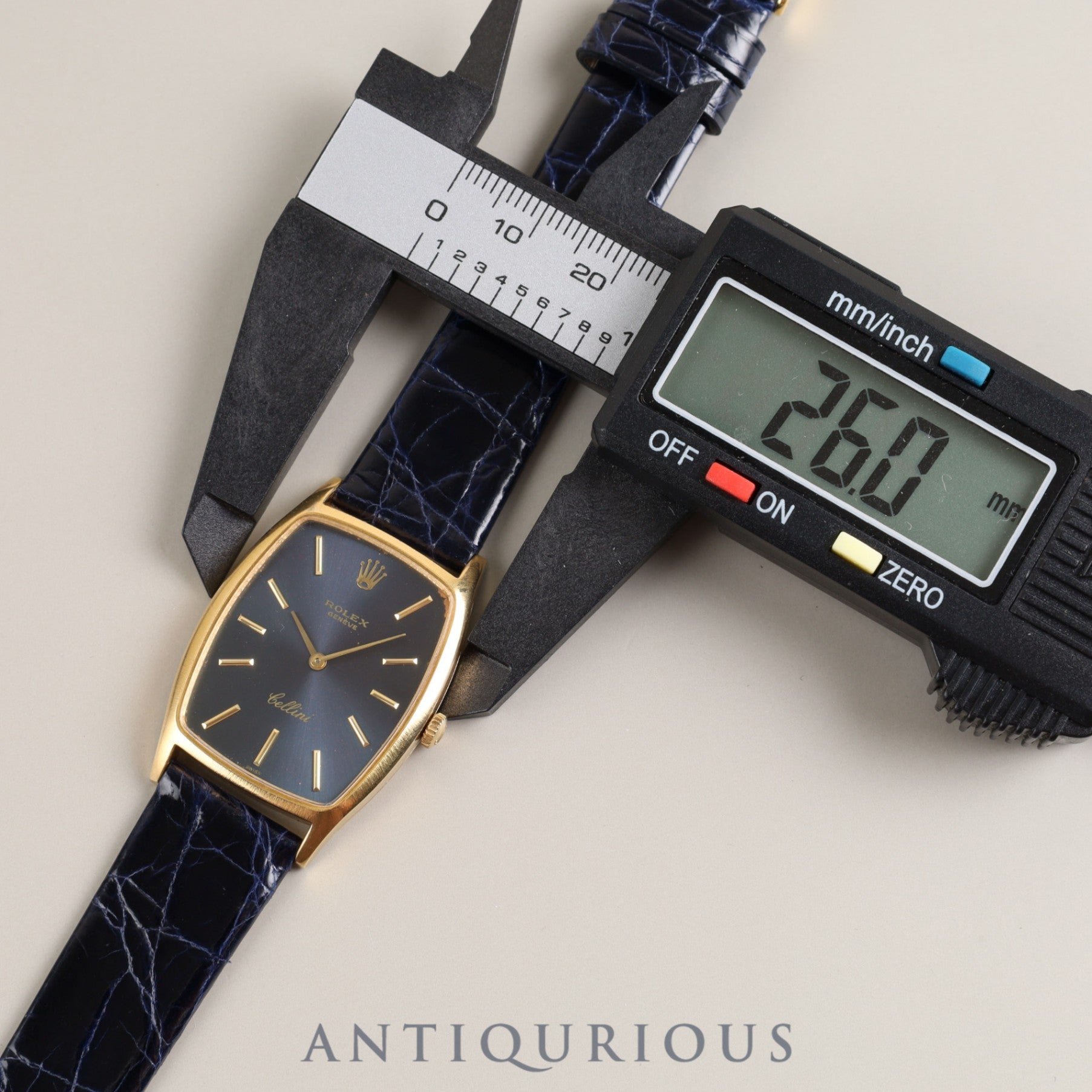 Rolex Cellini 3807 Manual winding Cal.1600 YG Leather Genuine buckle (GP) Blue dial No. 27 (1969) Overhauled