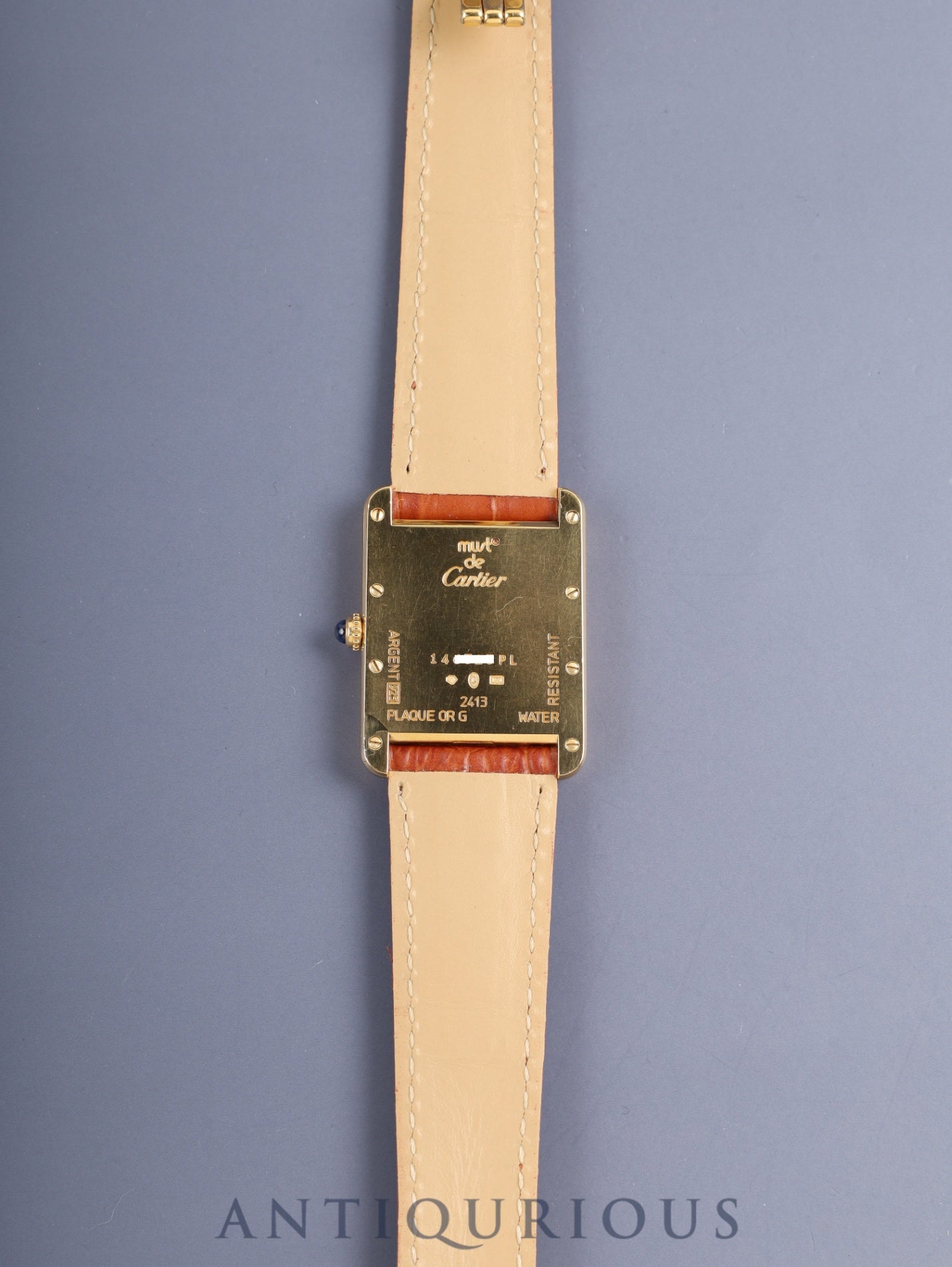 Cartier Must Tank GM (XL) W1017454 / 2413 Quartz Cal.687 SV925 Leather Genuine Deployant Buckle (GP) Ivory Roman Dial (SWISS MADE) Overhauled