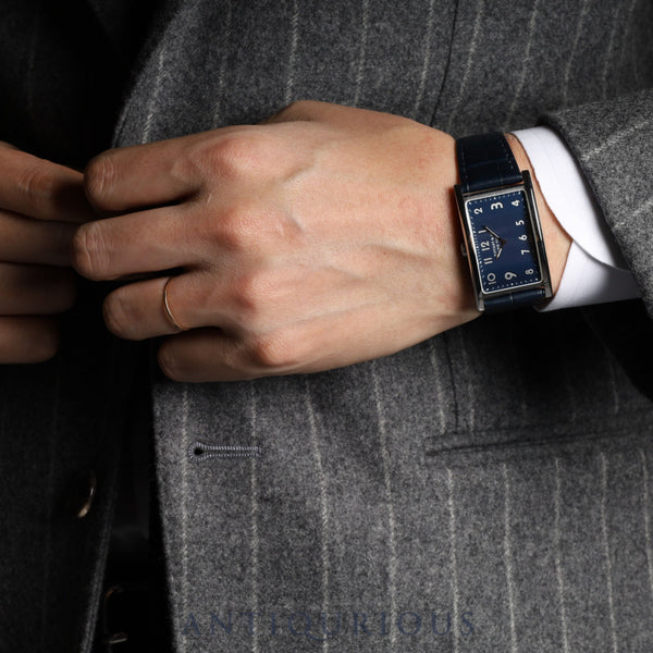 ティファニー イーストウエスト 34677352 クォーツ ネイビー文字盤 SS 革 箱