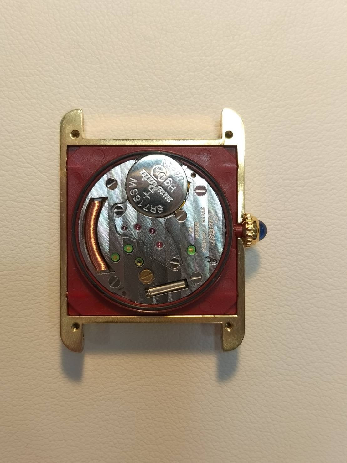 Cartier Must Tank LM 1615 / W1002754 Quartz Cal.90 SV925 Leather Genuine D-buckle (GP) Ivory Roman dial Box Booklet Warranty (1997)