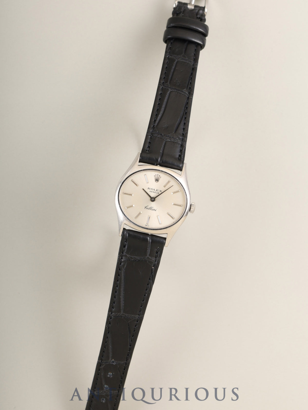 Rolex Cellini 3802 Manual Winding Cal.1600 Leather 750WG Original Pin Buckle (SS) Silver Dial 30 Series (1970) Overhauled