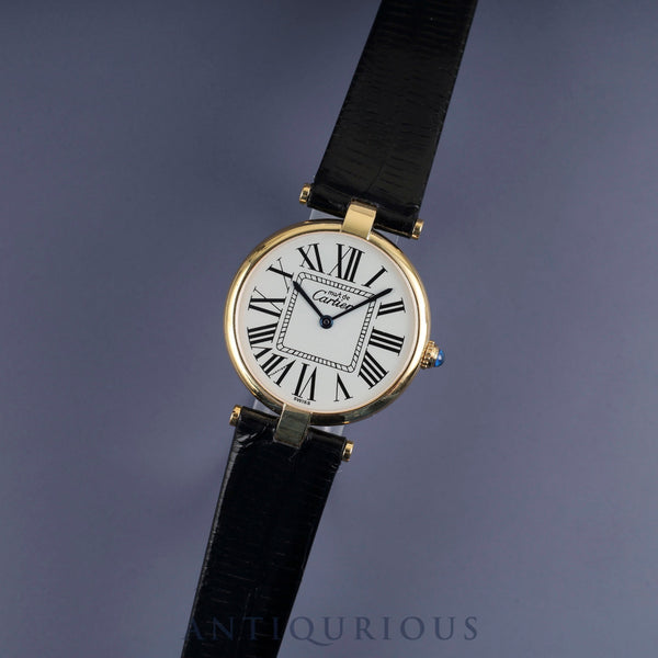 Cartier Must Vendome VLC LM 590003 Quartz SV925 Leather Genuine Buckle (GP) Opalan Dial Completely serviced at a Cartier boutique