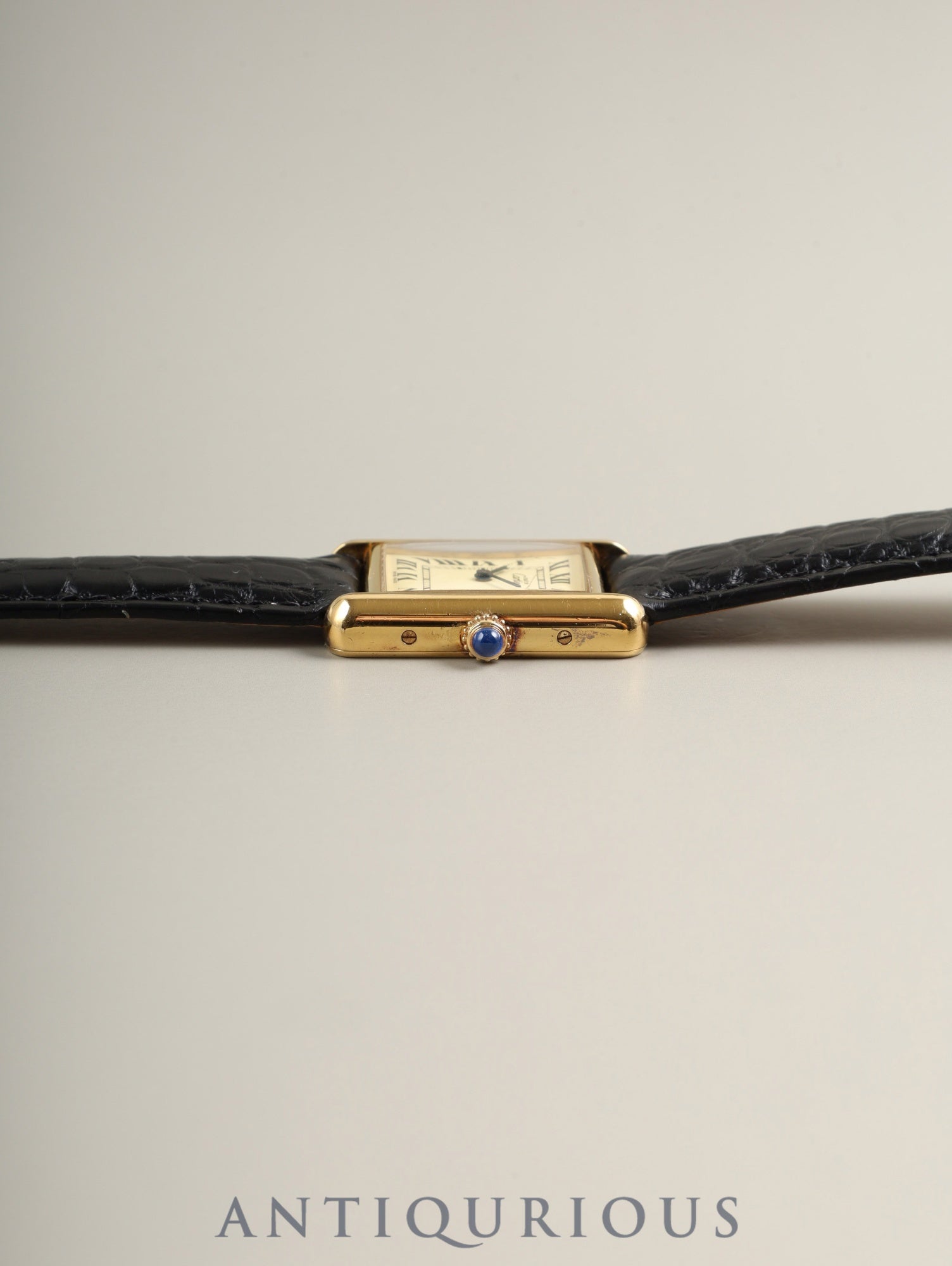 カルティエ マストタンク MM 2415 クォーツ Cal.057 SV925 革 純正Dバックル (GP)アイボリーローマン文字盤(SWISS MADE表記)箱 冊子 保証書(2003年)オーバーホール済み