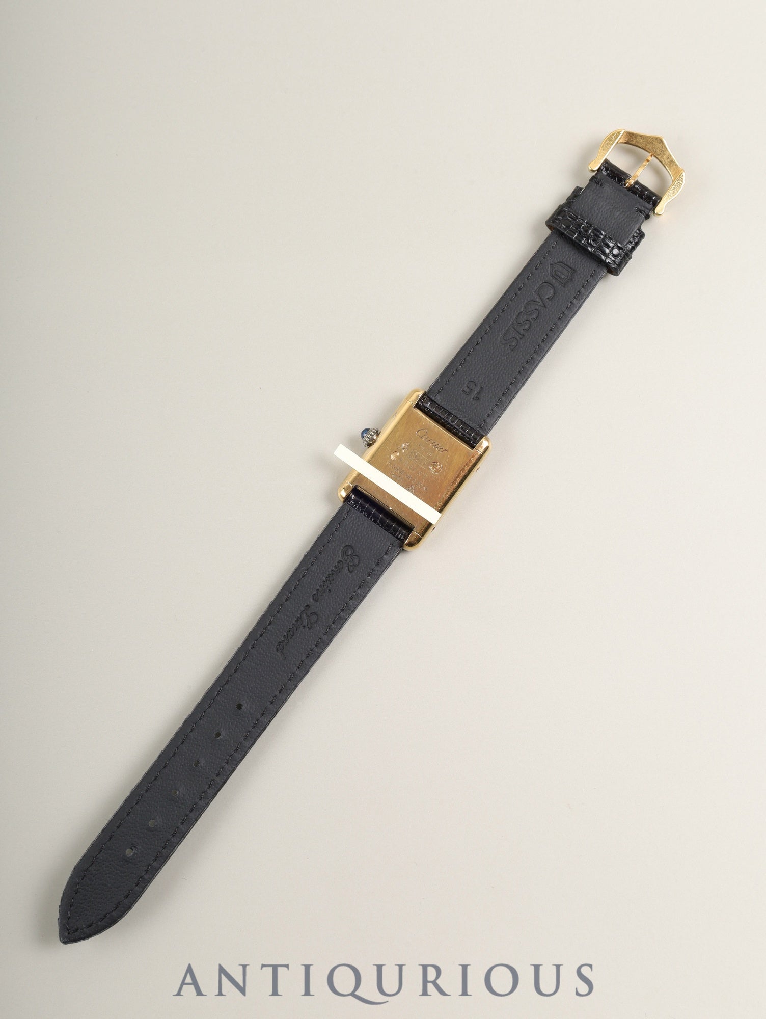 Cartier Must Tank SM Hand-wound Cal.78-1 SV925 Leather Genuine Pin Buckle (GP) Onyx Dial (SWISS) Overhauled