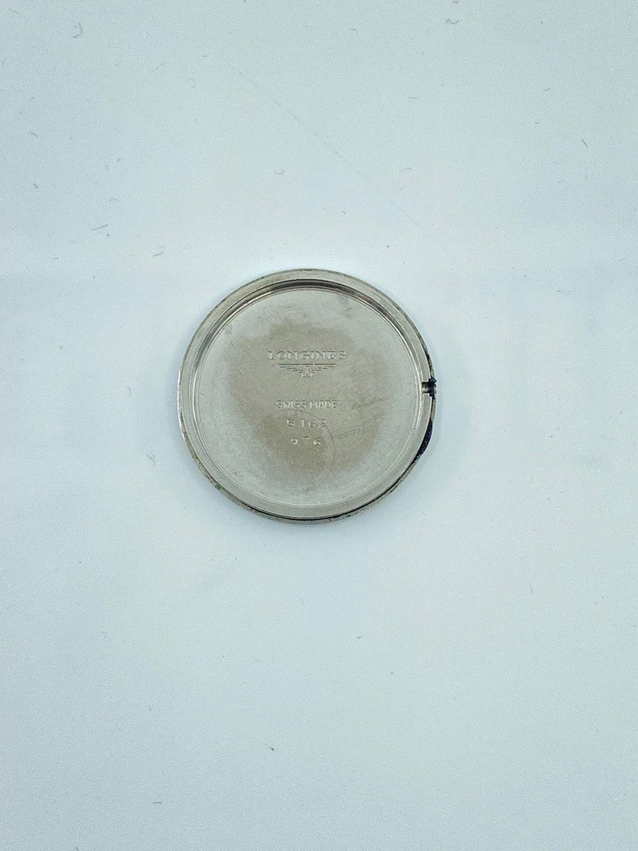 Longines 150th Anniversary Model 976.5162 Quartz Caliber L976.2 Stainless Steel/GP Leather Strap with Genuine GP Buckle, White and Gold Dial, Overhauled