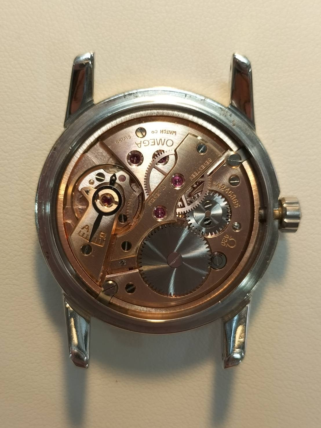 オメガ シーマスター 2759-3 SC 2761手巻き Cal.420 SS 革 純正尾錠(SS) シャンパン文字盤 オーバーホール済み