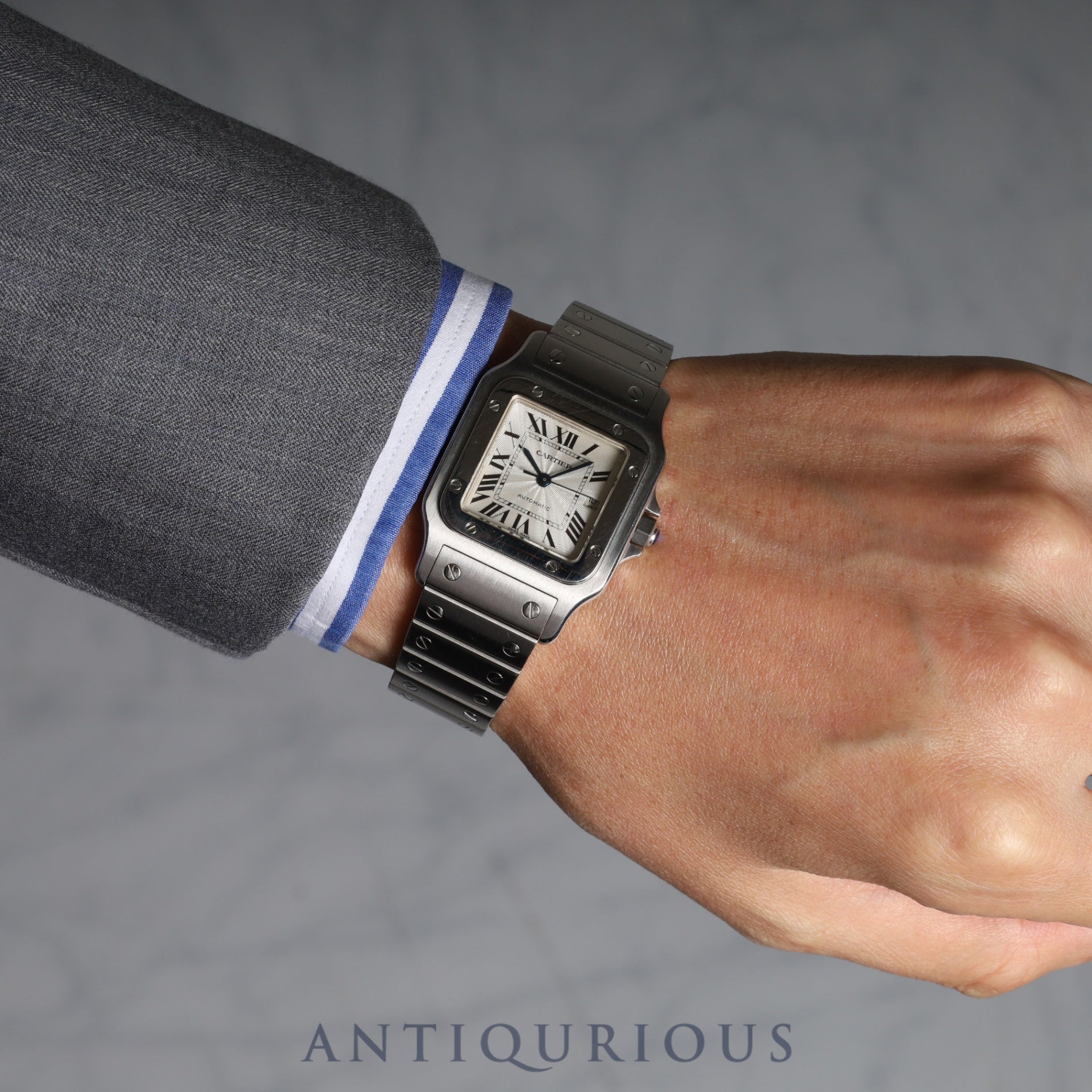 Cartier Santos Galbee LM 2319 Automatic SS SS Silver Guilloche Dial