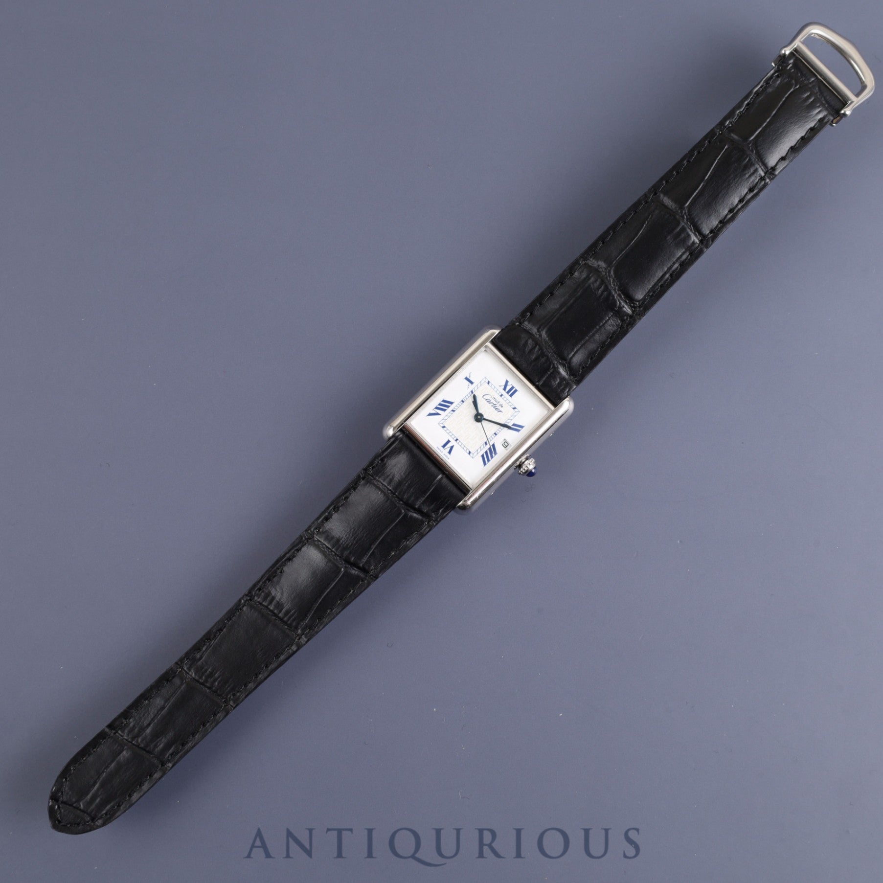 カルティエ マストタンク GM(XL)W1014154 / 2414 クォーツ Cal.687 925 革 純正Dバックル 飛びローマン文字盤 箱 保証書(2004年) オーバーホール済み カルティエブティックネジ取り付け