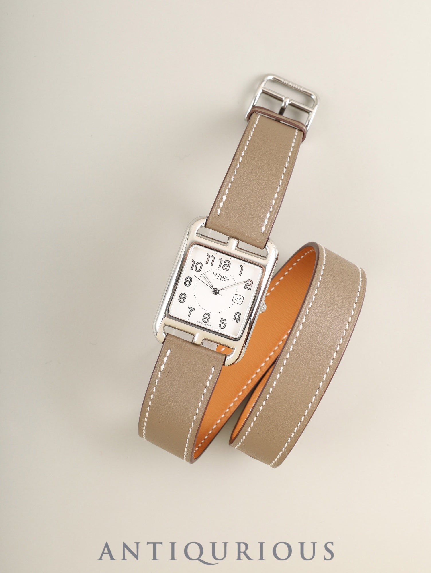 エルメス ケープコッド CC2.710 クォーツ Cal.- SS 純正革ベルト(U刻印:2022年) 純正尾錠(SS) シルバーアラビア文字盤 箱 保証書(2023年)オーバーホール済み