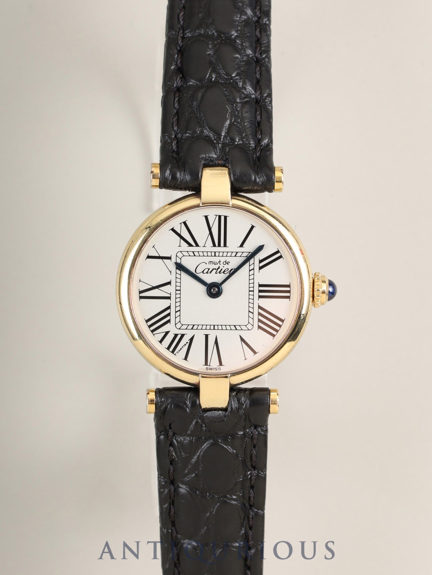 カルティエ マスト ヴァンドーム VLC SM 590004 クォーツ Cal.90 SV925 革 純正Dバックル(GP)オパラン文字盤 オーバーホール済み