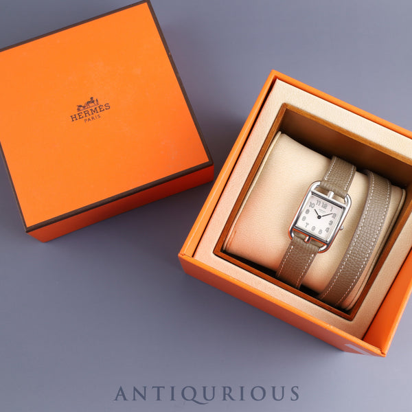 エルメス ケープコッド CC1.210 クォーツ Cal.976.001 SS 革 純正尾錠(SS)シルバーアラビア文字盤 箱 オーバーホール済み