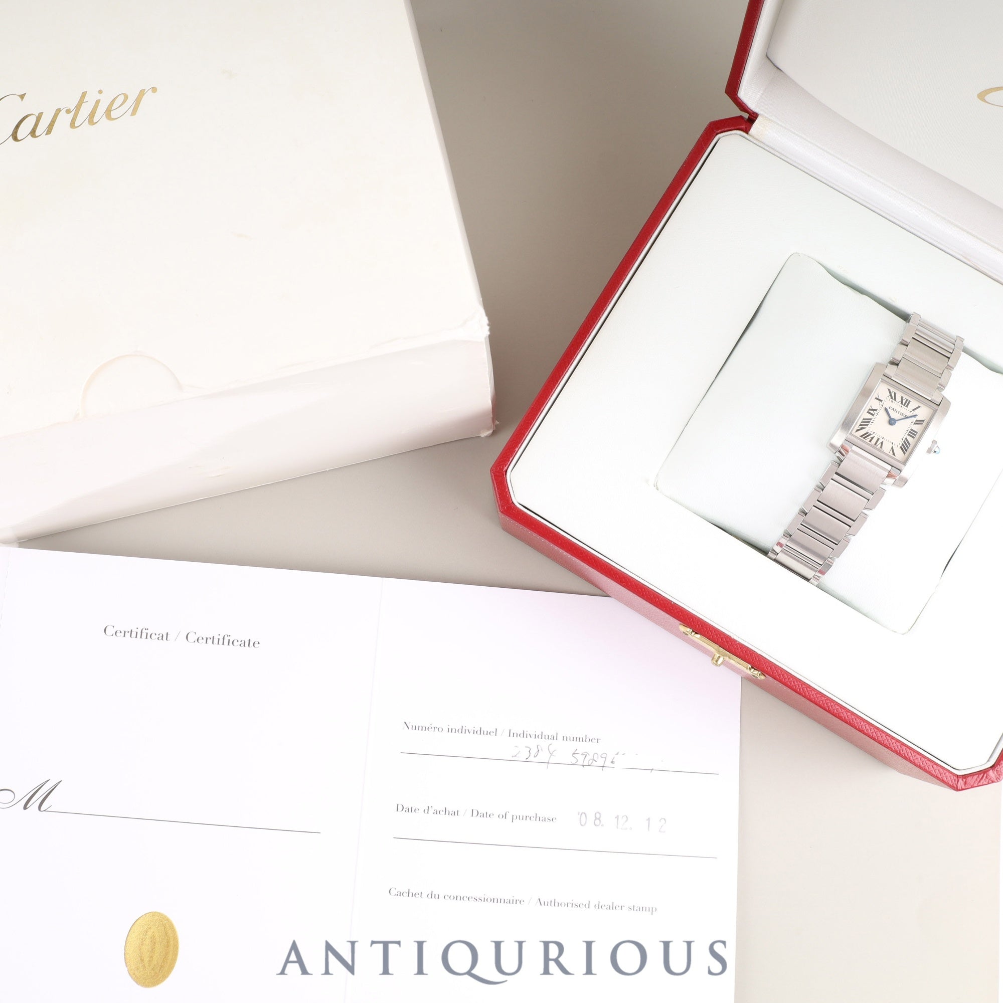 Cartier Tank Francaise SM W51008Q3 / 2384 Quartz Cal.057 SS SS White Roman Dial Box Booklet Warranty (2008) Overhauled