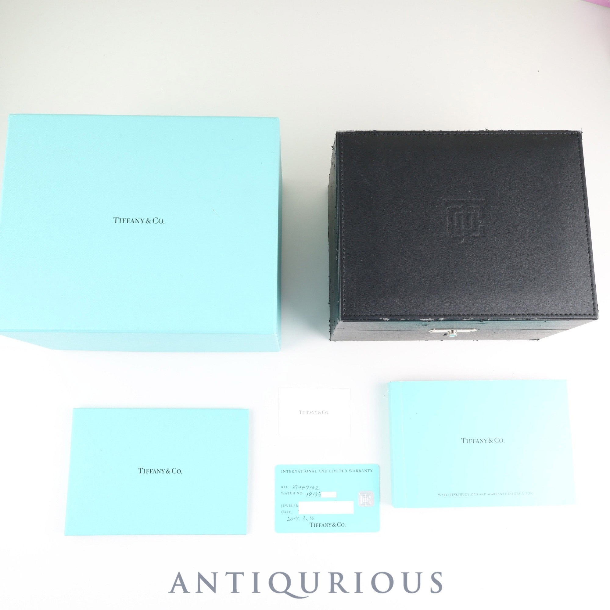 Tiffany East West 37447102 Quartz SS Leather Third party buckle (SS) Silver Arabic dial Box Warranty (2017) Overhauled