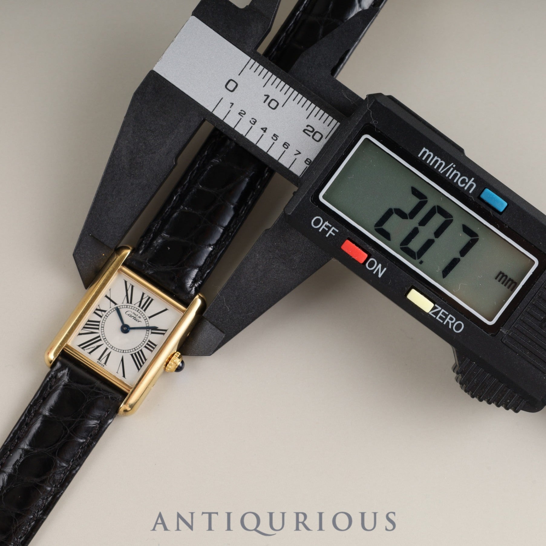 Cartier Must Tank SM 5057001 Quartz Cal.057 SV925 Leather Genuine D-buckle (GP) Opalan dial Box Overhauled