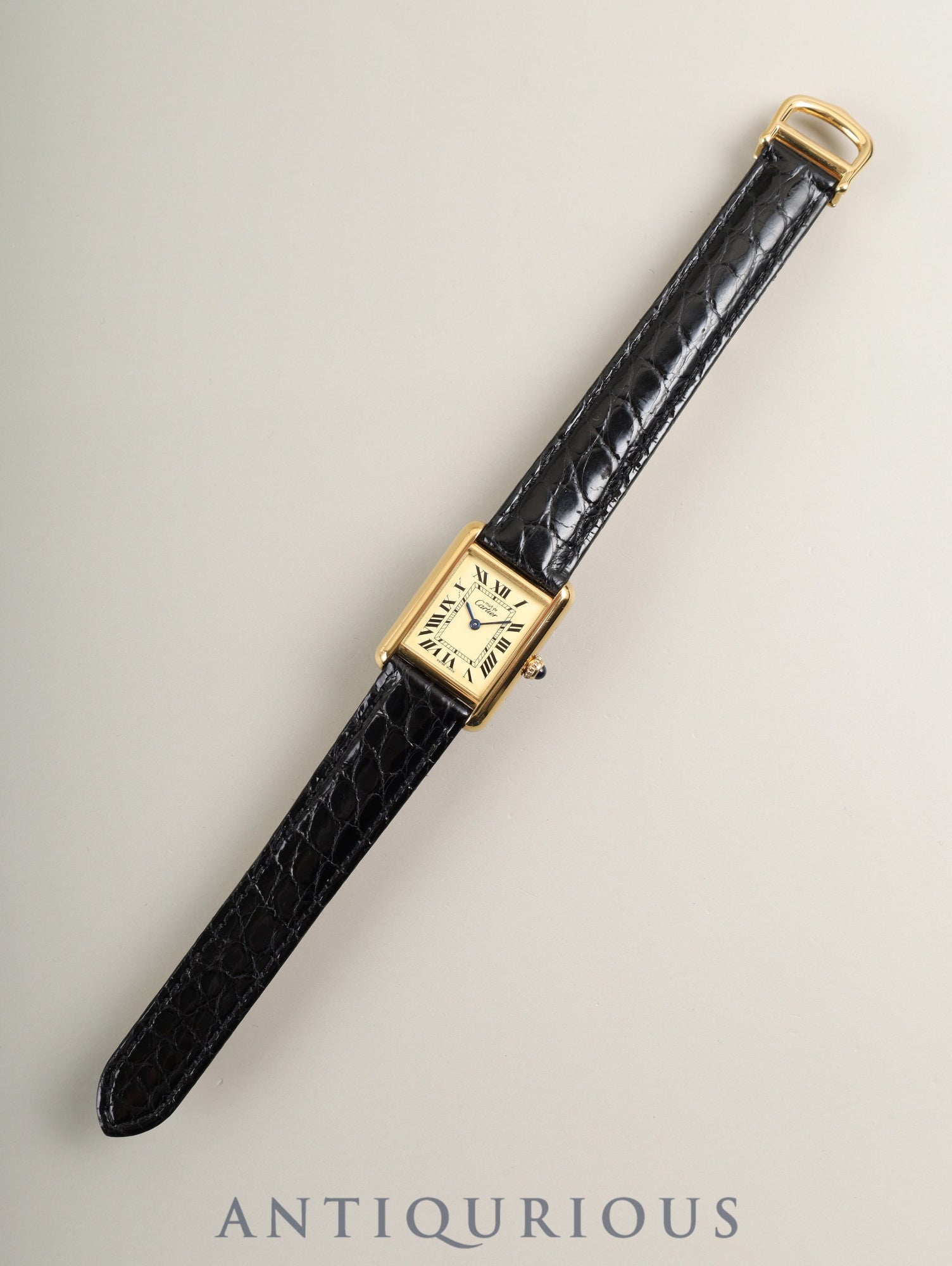 Cartier Must Tank MM W1017354 / 2415 Quartz Cal.057 SV925 Leather Genuine D-Buckle (GP) Ivory Roman (SWISS MADE marking) Overhauled