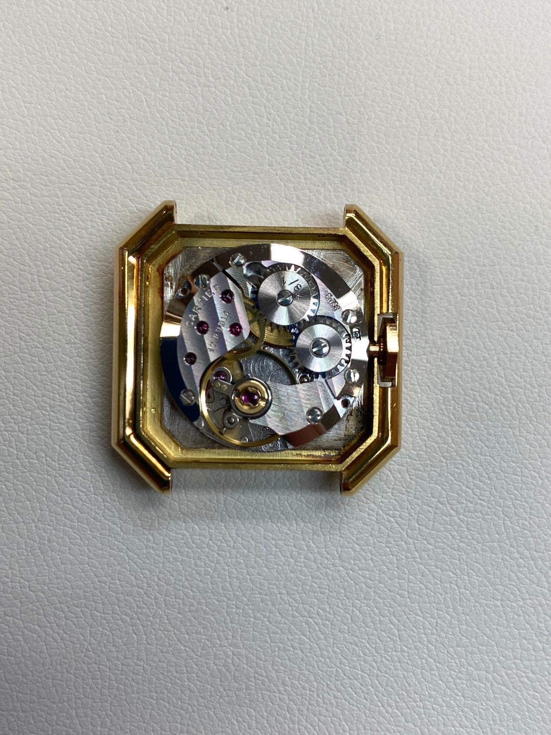 カルティエ サンチュール SM 78100 手巻き Cal.78-1 YG 革 純正尾錠(750YG)ホワイトローマン文字盤 オーバーホール済み