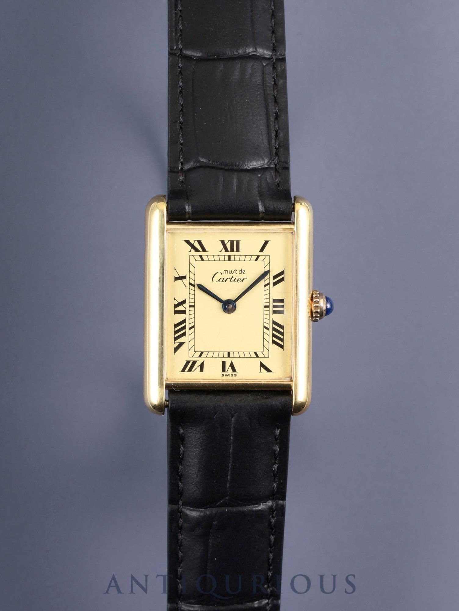 カルティエ マストタンク LM 590005 クォーツ Cal.690 SV925 革 純正Dバックル(GP) アイボリーローマン文字盤(SWISS表記 )1982年頃~1995年頃 オーバーホール済み 新品仕上げ済み