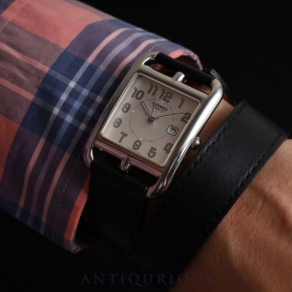 エルメス ケープコッド CC2.710 クォーツ SS 革 純正尾錠(SS) シルバーアラビア文字盤 純正替ベルト(A刻印:2017年) オーバーホール済み