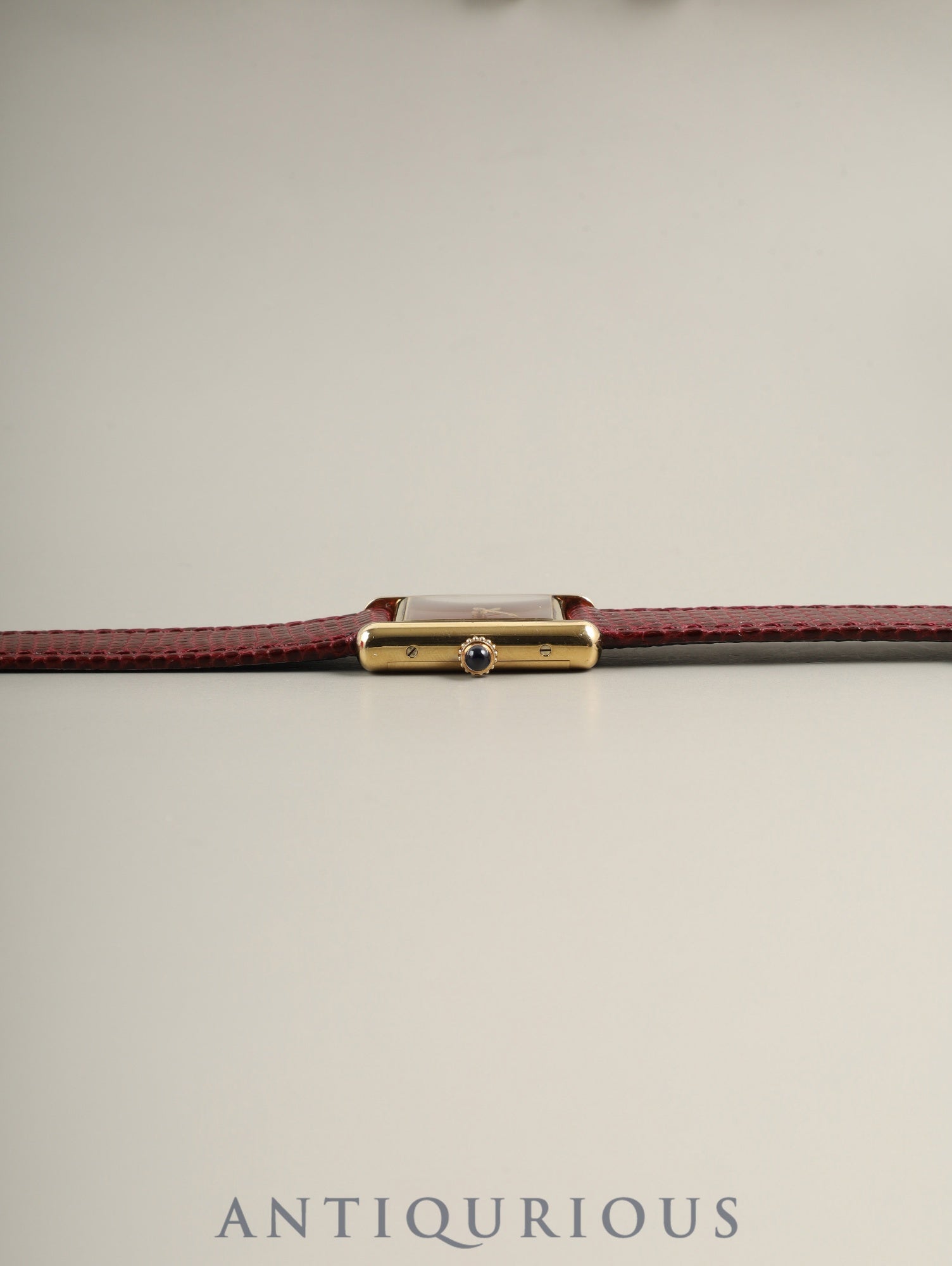Cartier Must Tank SM Hand-wound Cal.78-1 SV925 Leather Genuine Pin Buckle (GP) Garnet Dial Bordeaux Dial (SWISS marking) Box Manual Warranty (1981 / one digit serial difference) with genuine leather strap, overhauled
