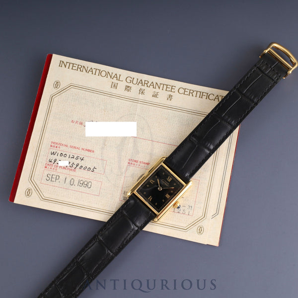Cartier Must Tank LM W1001254 / 590005 Quartz Cal.90 SV925 Leather Genuine D-buckle (GP) Black Roman dial Warranty (1990) Overhauled and refinished to like new condition