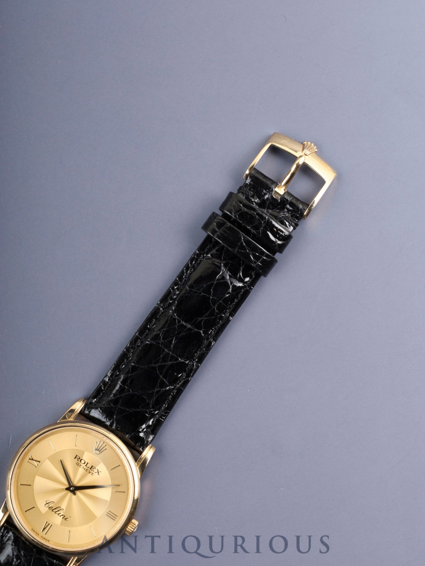 ロレックス チェリーニ 5116/8 手巻き Cal.1602 750YG 革 純正ピンバックル(750)シャンパンギョーシェ文字盤 32mm M番台(2007年~2008年)ケース カードホルダー 冊子 保証書(2008年/個人名修正跡) オーバーホール済み