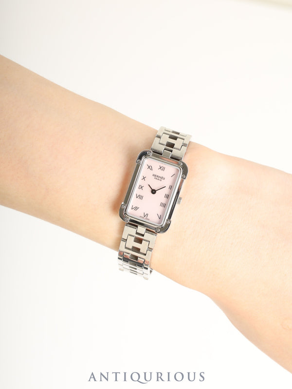 Hermès Cloajour CR2.210 Quartz Cal.976.001 Stainless Steel Pink Shell Dial Box Warranty (2013) Overhauled