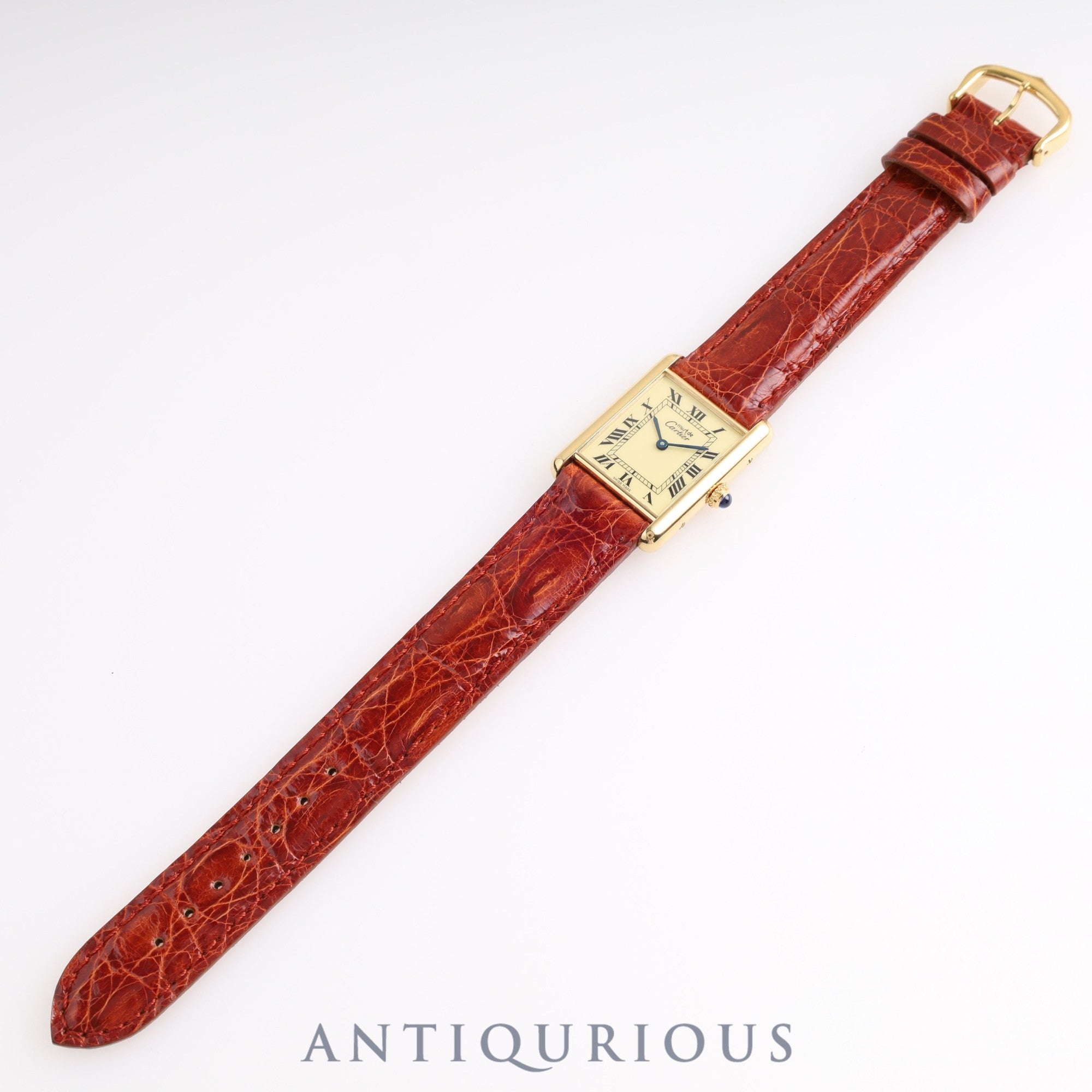 Cartier Must Tank LM QZ W1002753 / 590005 SV925 Leather Genuine Buckle (GP) Ivory Dial Box Cartier Boutique Complete Service
