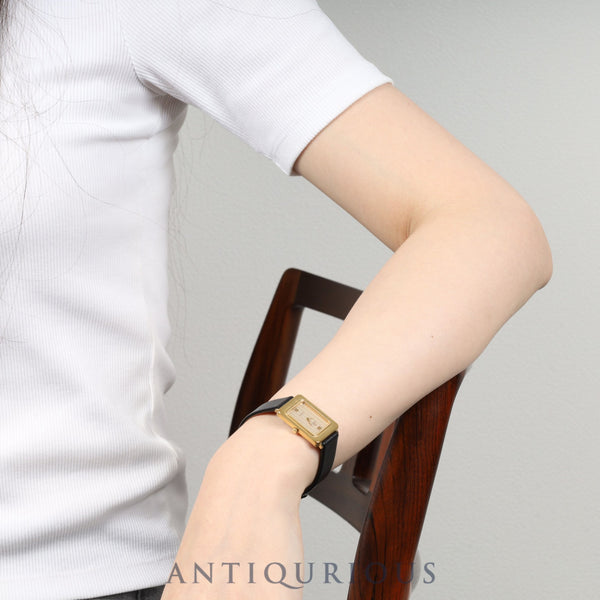 Omega De Ville 595.0084 Quartz Cal.976.001 GP Leather Third-party buckle Gold stripe dial Box Warranty Overhauled