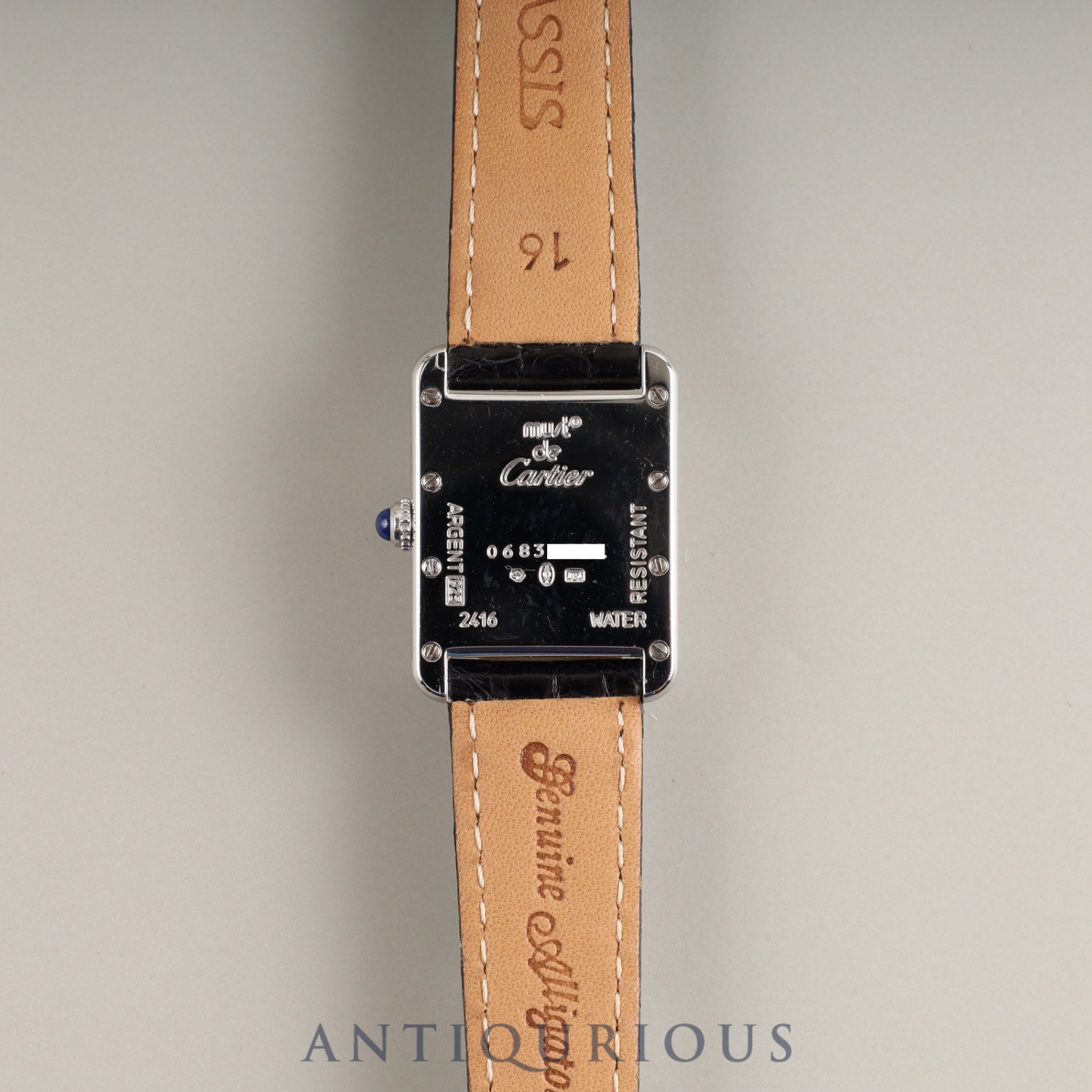 カルティエ マストタンク MM 2416 クォーツ Cal.057 SV925 革 純正Dバックル(SS)シルバーローマン文字盤(2000年クリスマス限定) オーバーホール済み