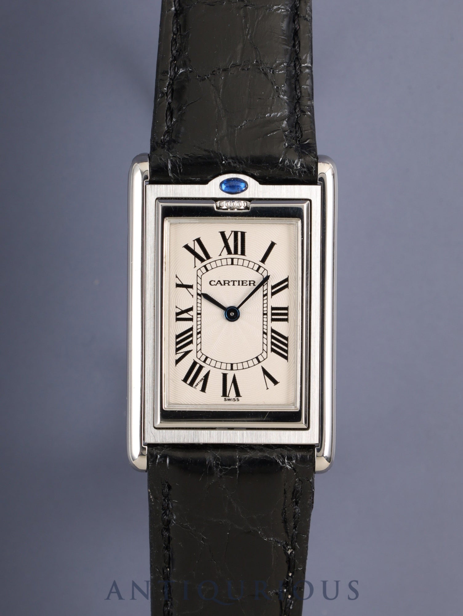 カルティエ タンク バスキュラント LM W1011358 / 2390 手巻き Cal.061 SS 革 純正ピンバックル(SS) ホワイトローマン文字盤 箱 保証書 オーバーホール済み