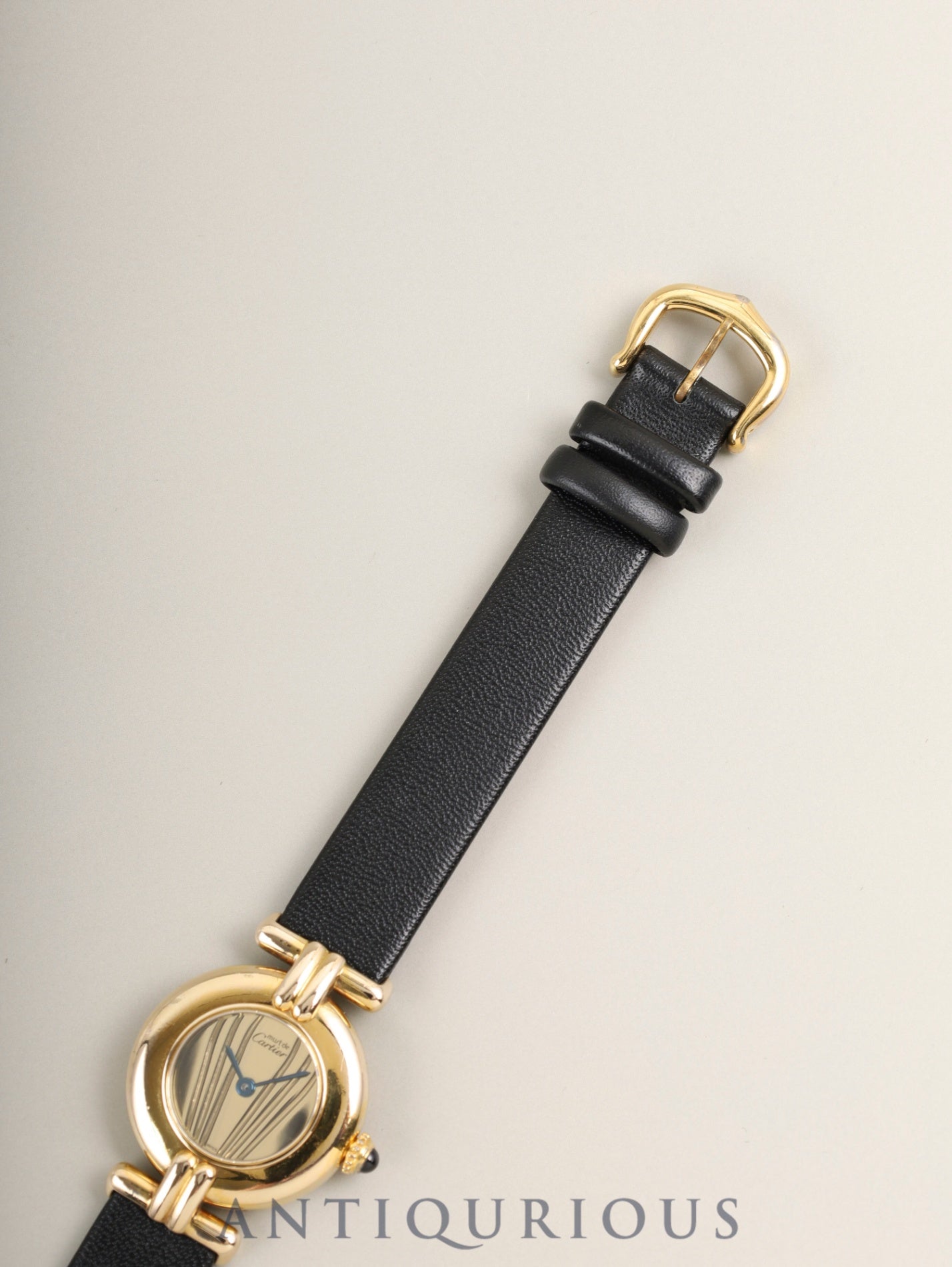 Cartier Must Colisée 590002 Quartz Cal.90 SV925 Leather Original Pin Buckle (GP) Gold Dial (SWISS marking) Overhauled