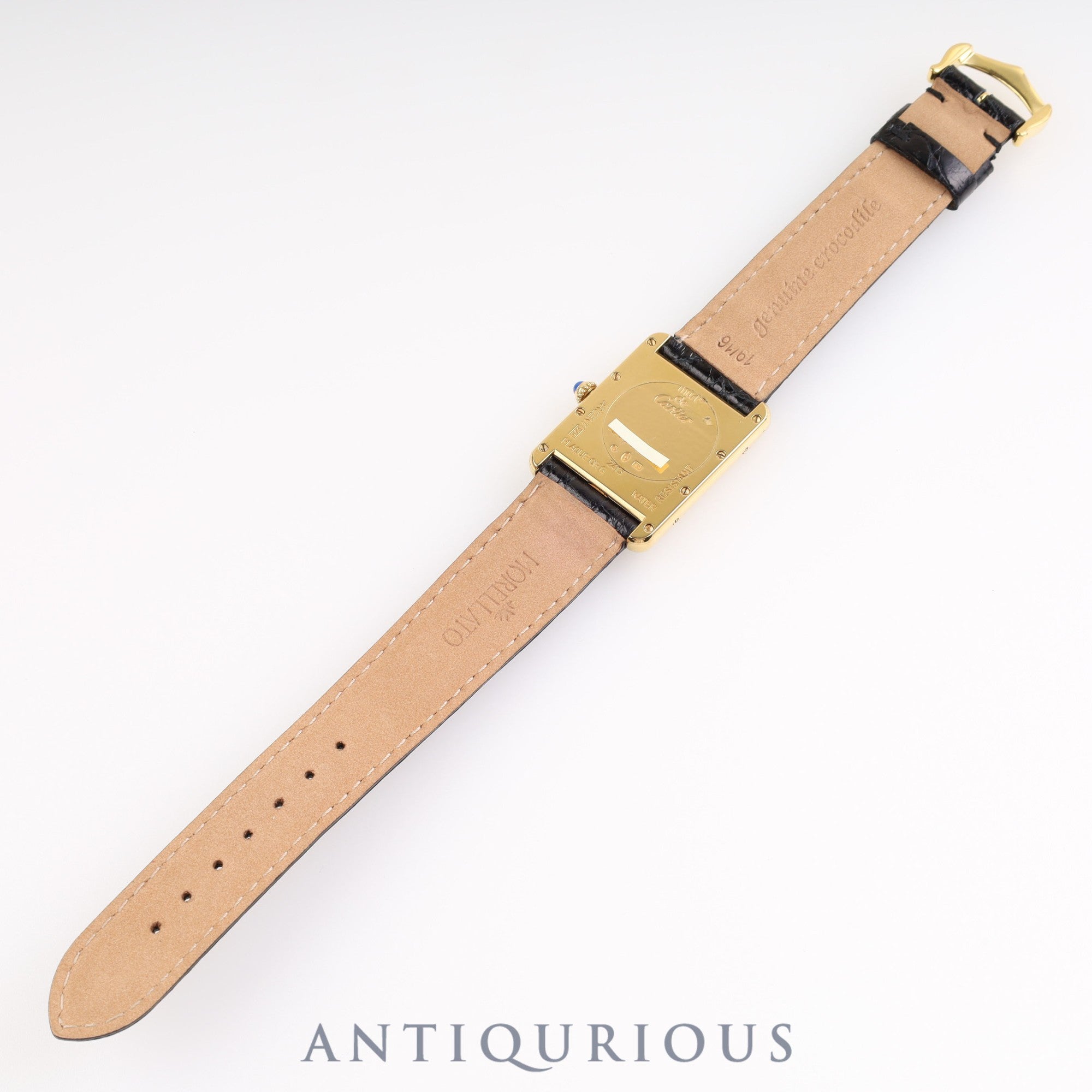 Cartier Must Tank GM (XL) Date QZ 2413 SV925 Leather Genuine Buckle Flying Roman CC Dial Box Warranty (2000)