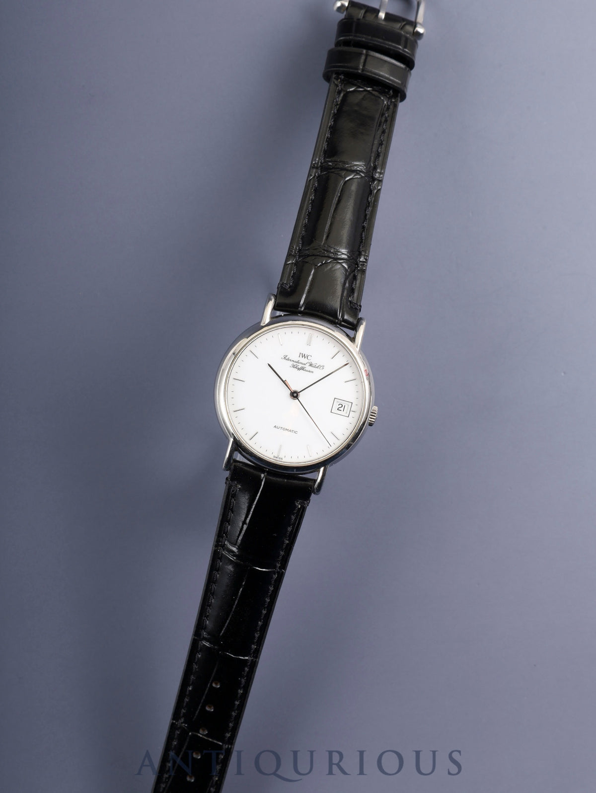 IWC Portofino IW351320 Automatic Caliber C37521 Stainless Steel Leather Strap with Genuine Stainless Steel Buckle, White Dial, Overhauled