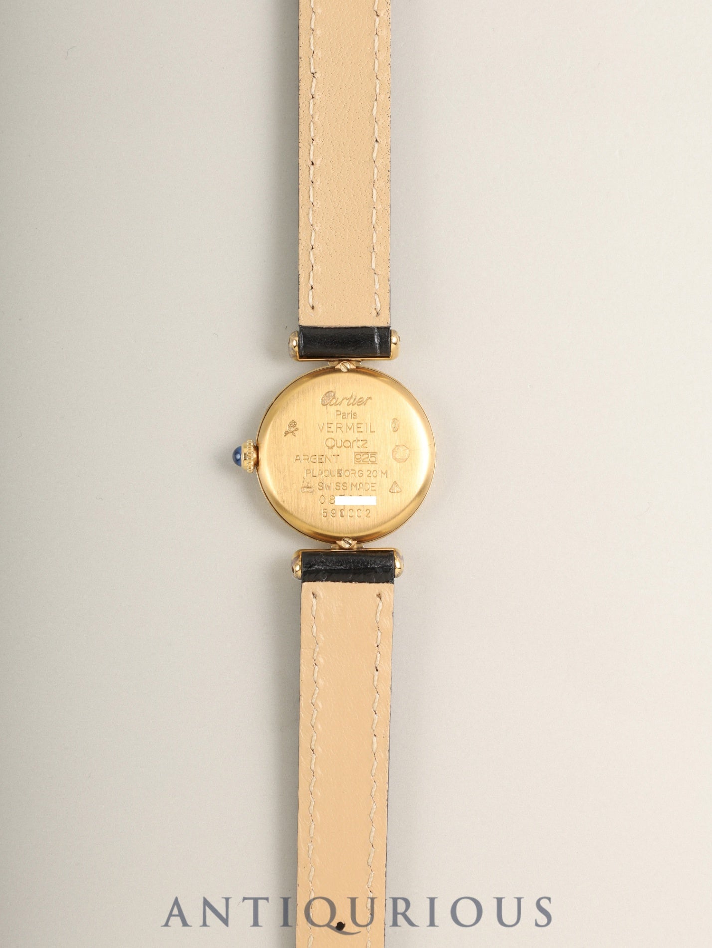 Cartier Must Colisée 590002 Quartz Cal.90 SV925 Leather Original Pin Buckle (GP) Ivory Roman Dial (SWISS marking) Overhauled