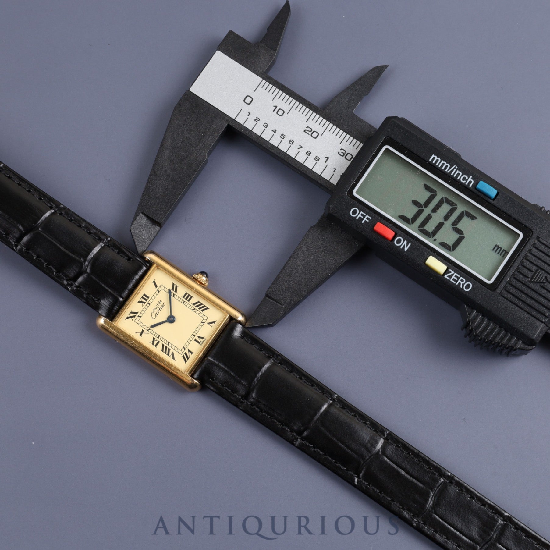 Cartier Must Tank LM W1002754 / 1615 Quartz Cal.90 925 Leather Genuine D-buckle Ivory Roman Overhauled