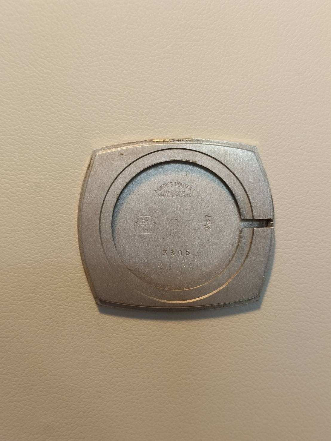 Rolex Cellini 3805 Manual winding Cal.1600 750WG Leather Genuine buckle (SS) Grey dial No. 27 (1969) Overhauled