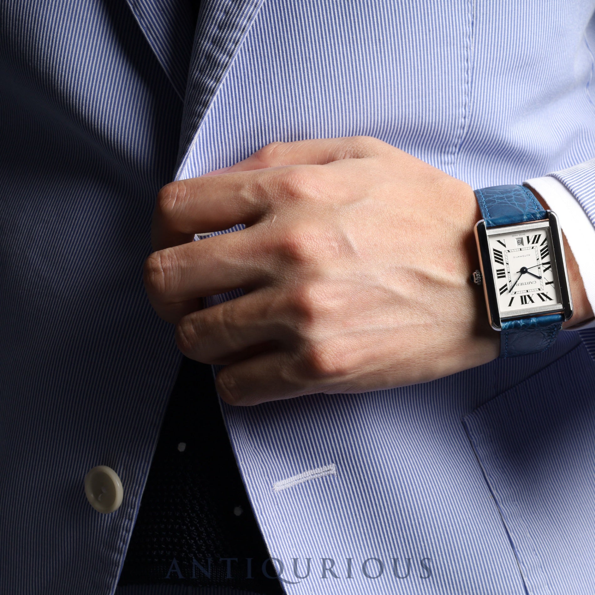 カルティエ タンクソロ XL AT Cal.049 W5200027 SS 革 シルバー文字盤 保証書(2015年) コンプリートサービス済み