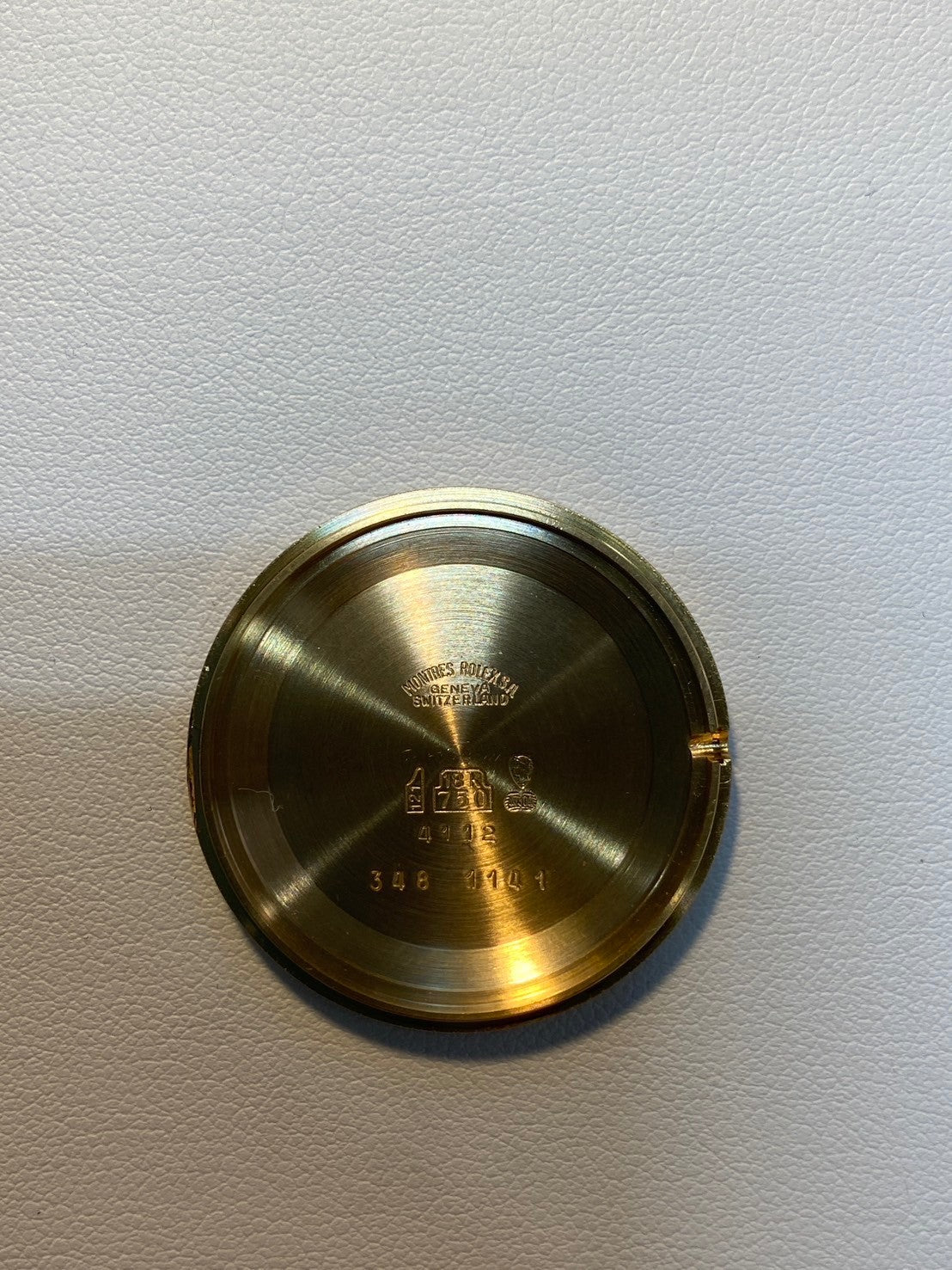 Rolex Cellini 4112 Manual winding Cal.1601 750YG Leather Genuine buckle (GP) White Roman dial 32mm N series (1991) Overhauled