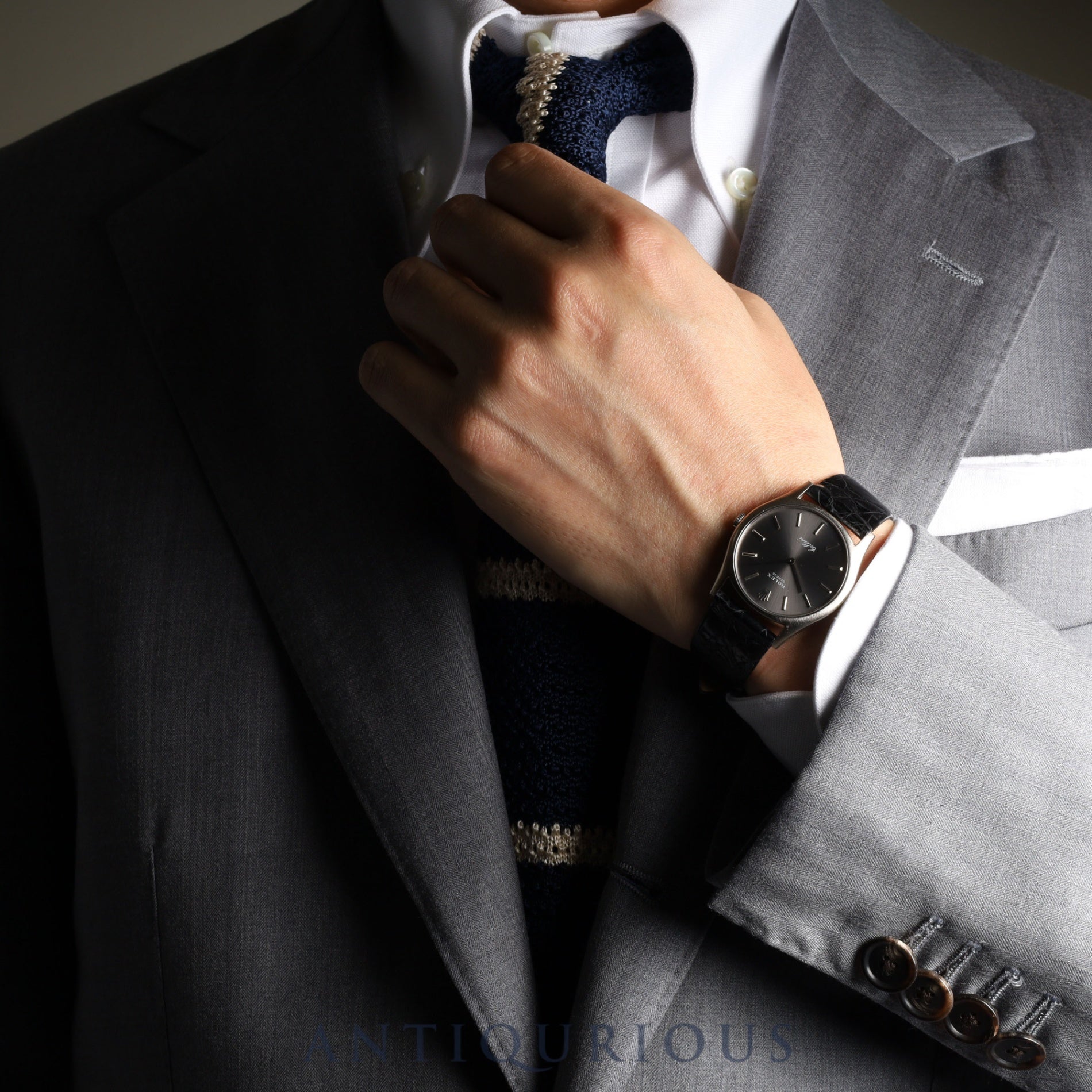 Rolex Cellini 3804 Manual winding Cal.1600 750 Leather Genuine buckle (SS) Grey dial 30 series (1970) Genuine replacement belt Overhauled