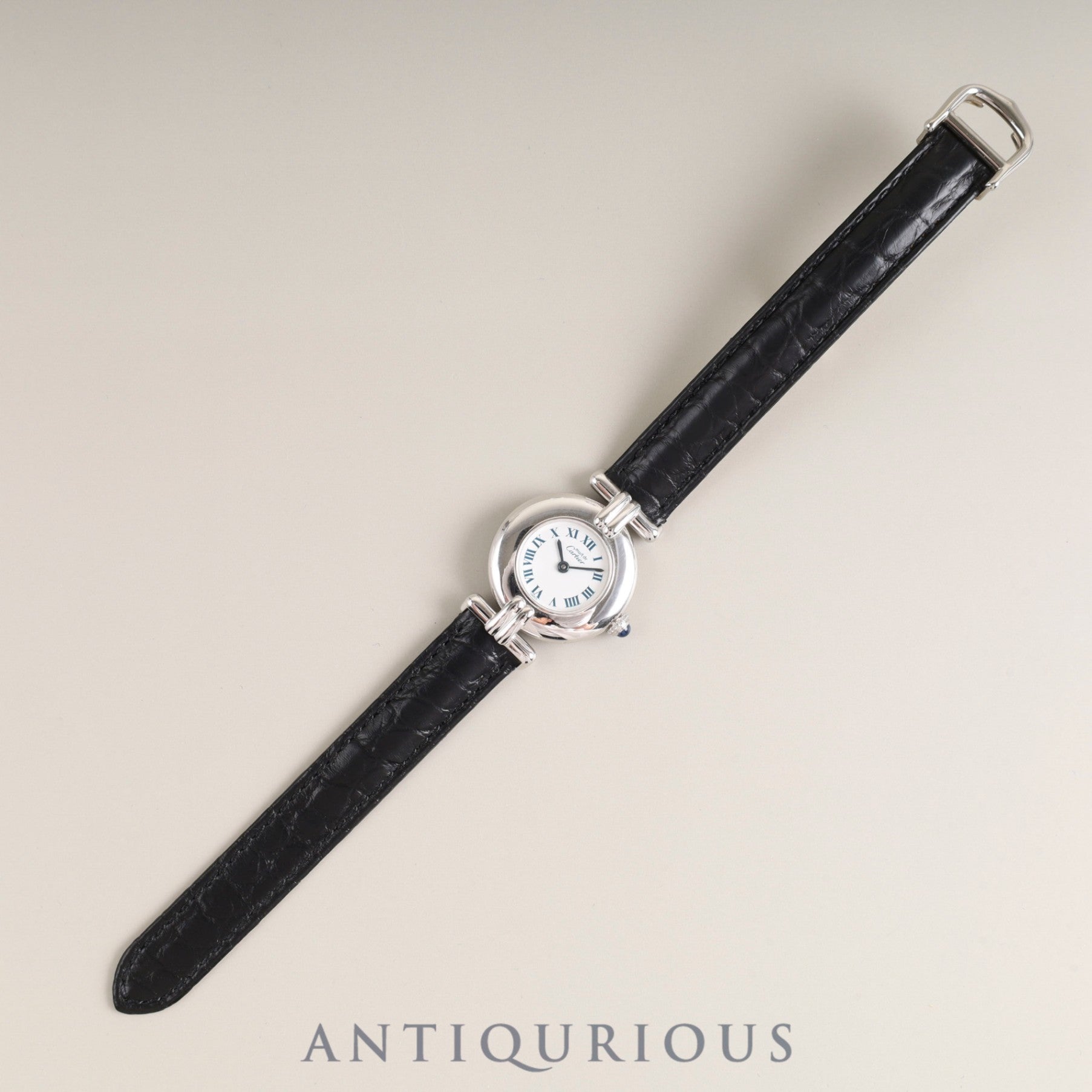 Cartier Must Colisee 690002 Quartz Cal.90 SV925 Leather Genuine D Buckle (SS) White Roman Dial Overhauled