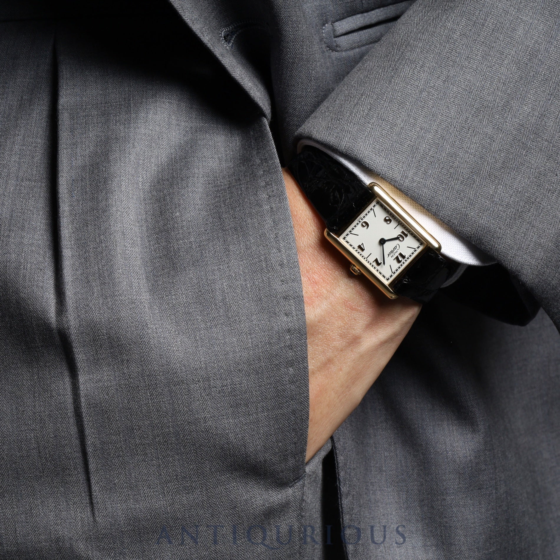 Cartier Must Tank LM 590005 Quartz Cal.690 SV925 Leather Genuine Buckle (GP) Flying Arabic CC Dial Box Booklet Warranty (1993) Overhauled and refinished to like new condition