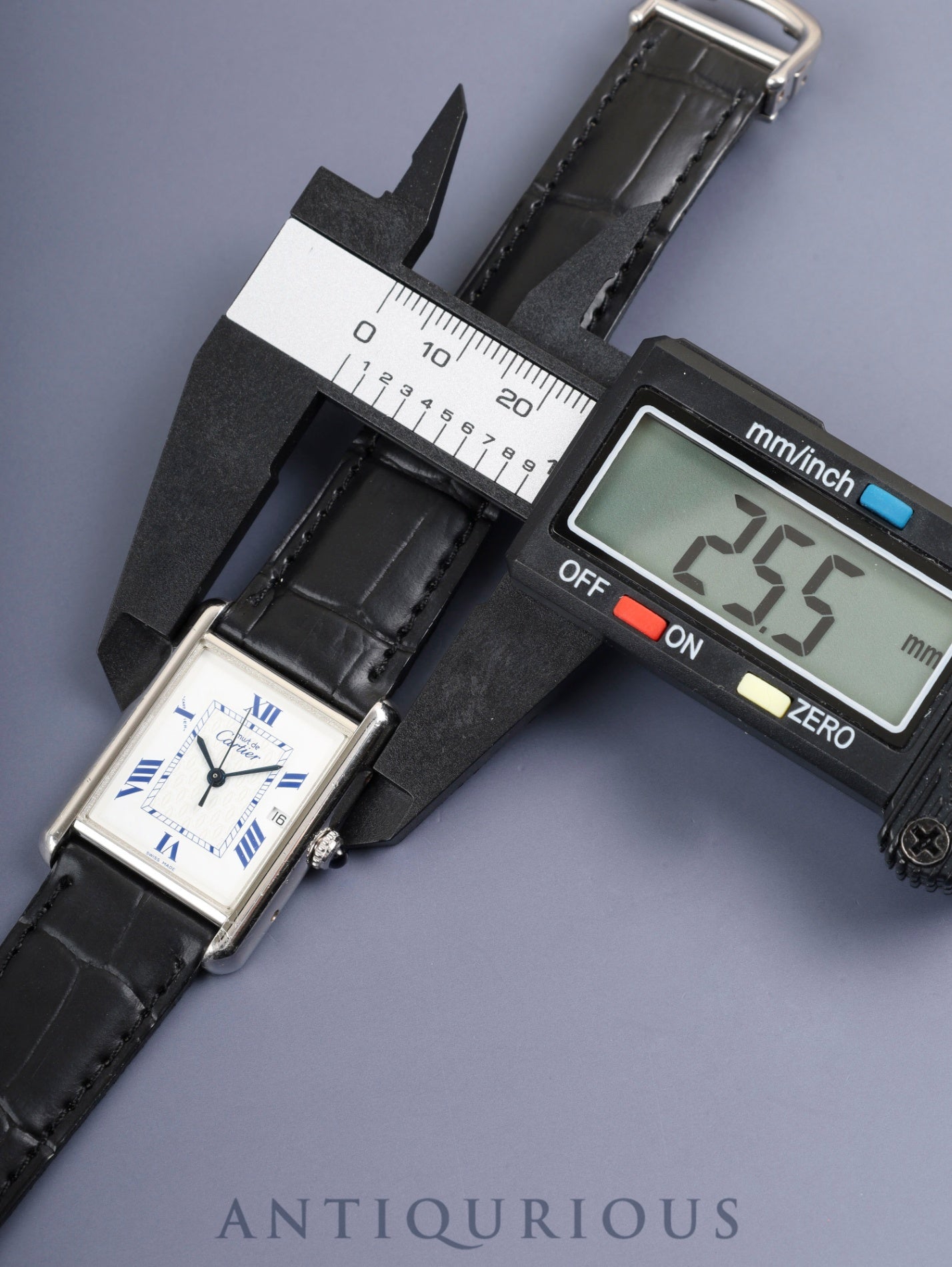 Cartier Must Tank GM (XL) W1014154 /2414 Quartz Cal.687 SV925 Leather Genuine D-buckle (SS) White Dial with Exploding Roman Numerals, CC Logo (SWISS MADE marking) Box Papers Overhauled