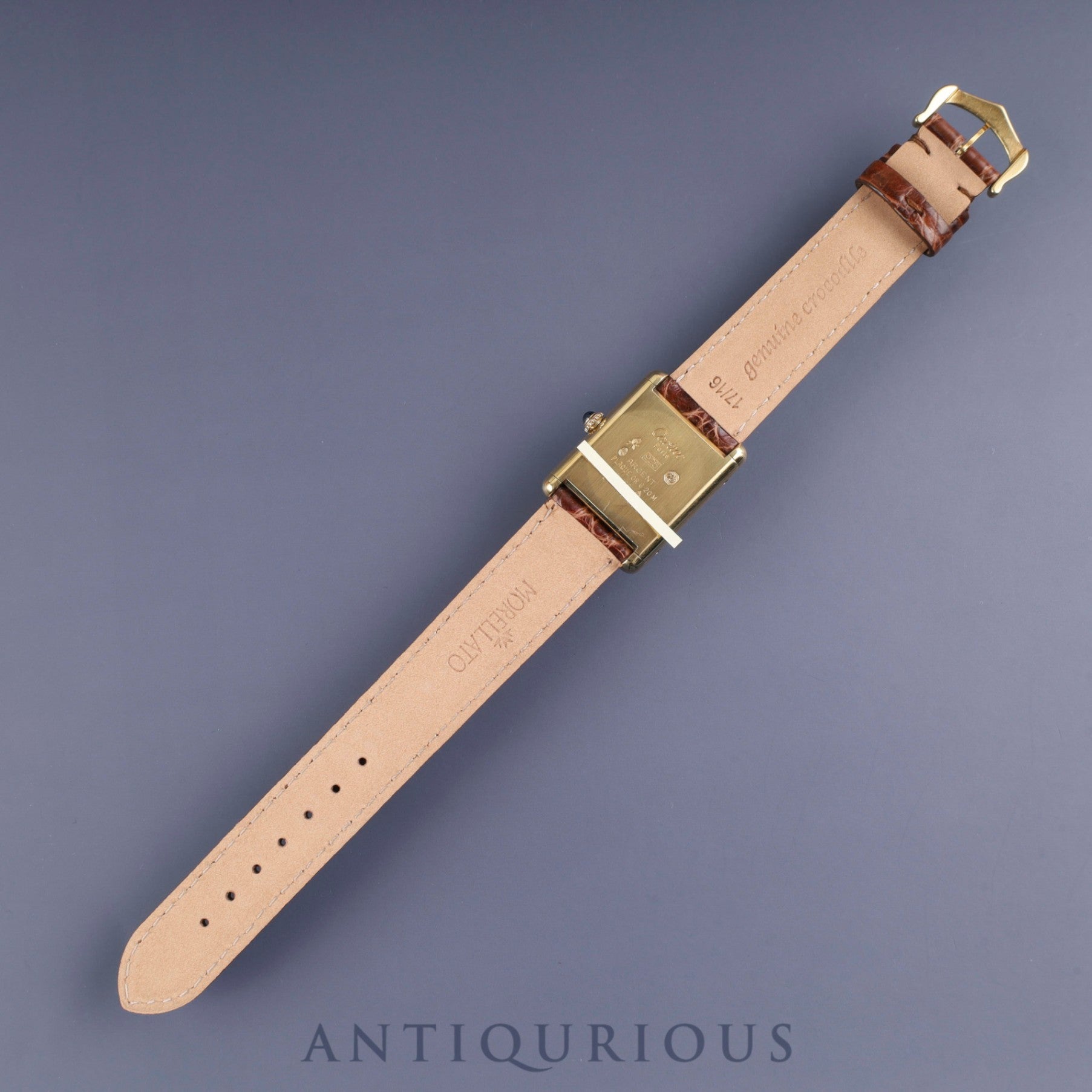 Cartier Must Tank LM Manual Winding Caliber 78-1 SV925 Leather Strap with Genuine GP Buckle, Garnet Dial, Bordeaux Dial, Overhauled