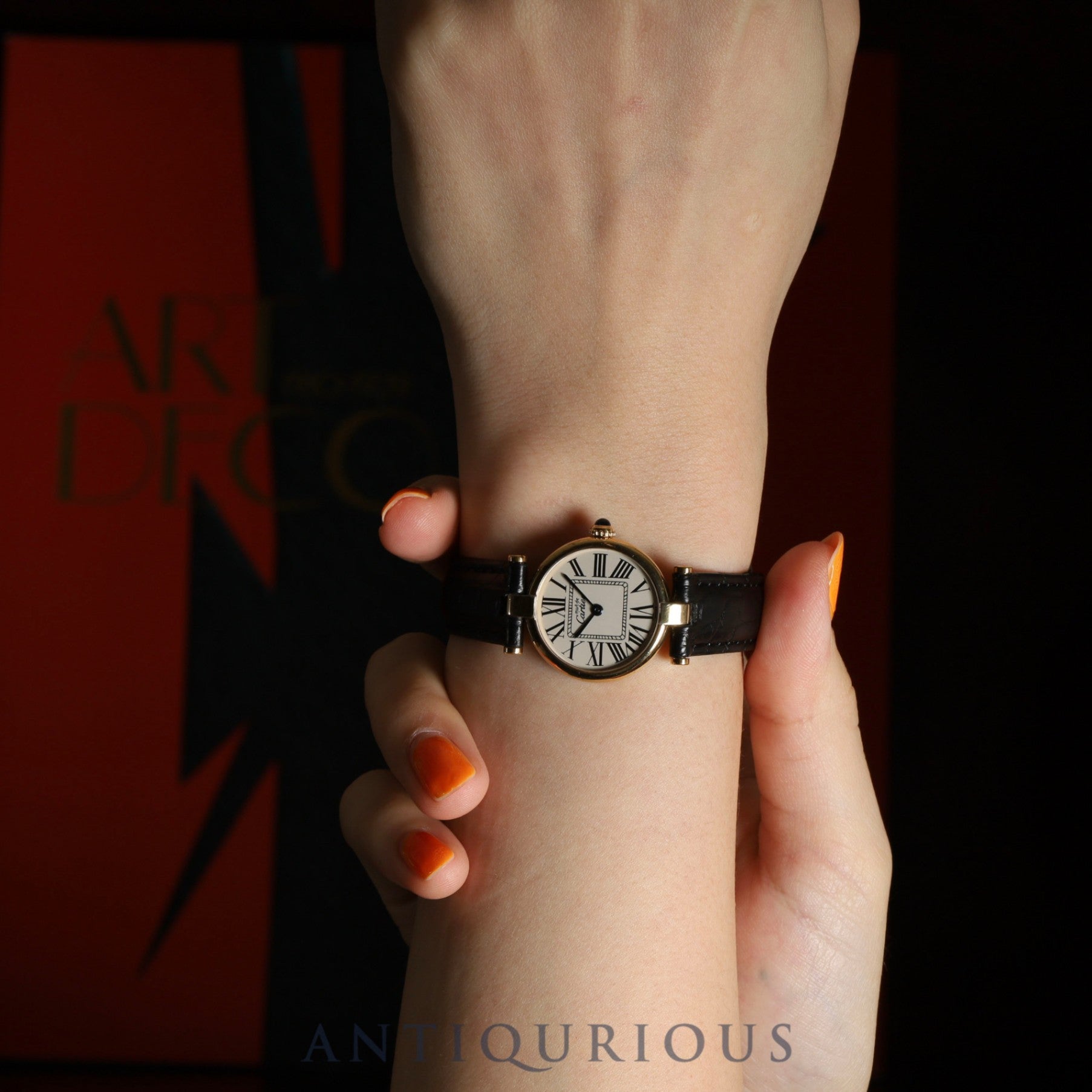 Cartier Must Vendôme VLC SM 590004 Quartz Caliber 90 SV925 Leather Watch with Genuine D-buckle (GP) Opalescent Dial Overhauled