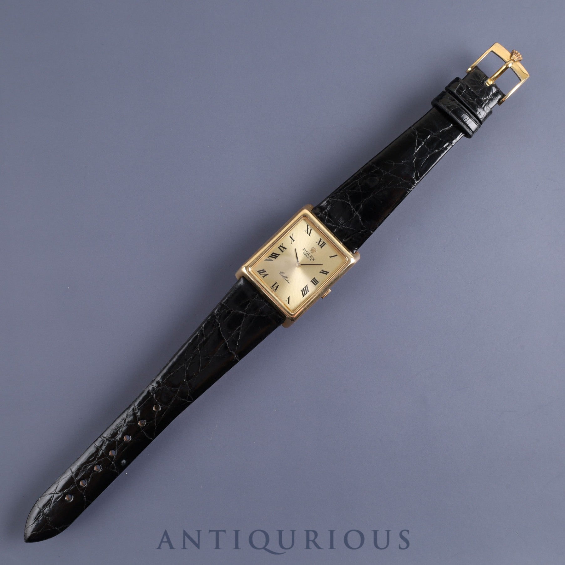 Rolex Cellini 4105 Manual winding Cal.1601 YG Leather Genuine buckle (GP) Gold Roman dial 4th series (1975) Overhauled