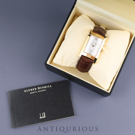 Dunhill Dunhillion Quartz GP with genuine leather strap and genuine D-buckle (GP), white dial, box and booklet, overhauled.