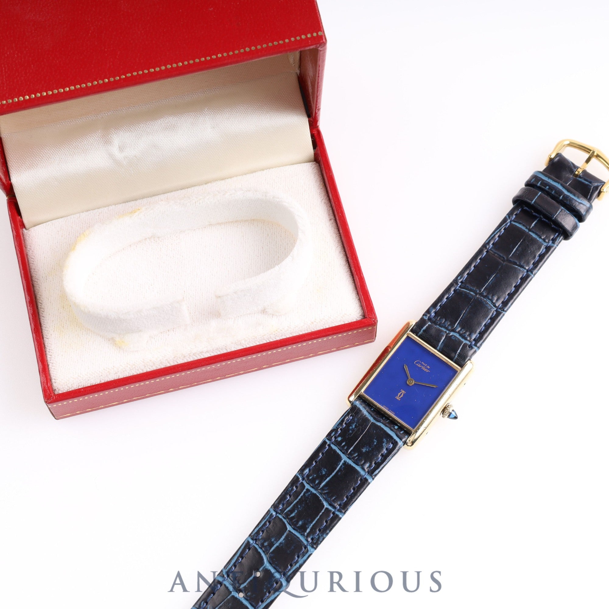 Cartier Must Tank LM Manual Winding SV925 Lapis Lazuli Dial Box Cartier Boutique Complete Service