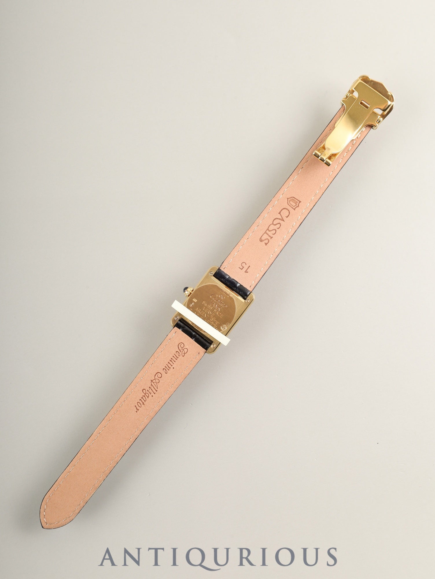 Cartier Must Tank SM 1613 Quartz Caliber 057 SV925 Leather Watch with Genuine D-Buckle (GP) and Side Trinity Dial (SWISS Markings), Circa 1982-1995, Box, Genuine Leather Strap, Overhauled