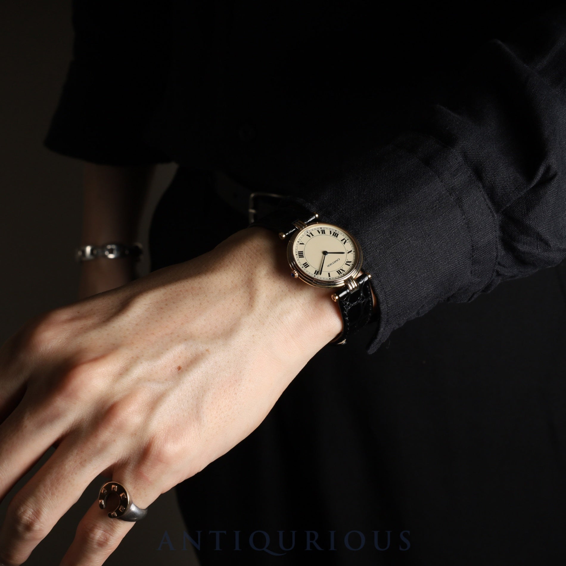 Cartier Vendome VLC Trinity LM 8151 Quartz Cal.81 750YG Leather Genuine Buckle (GP) Ivory Roman Dial Warranty (1999) Booklet Overhauled