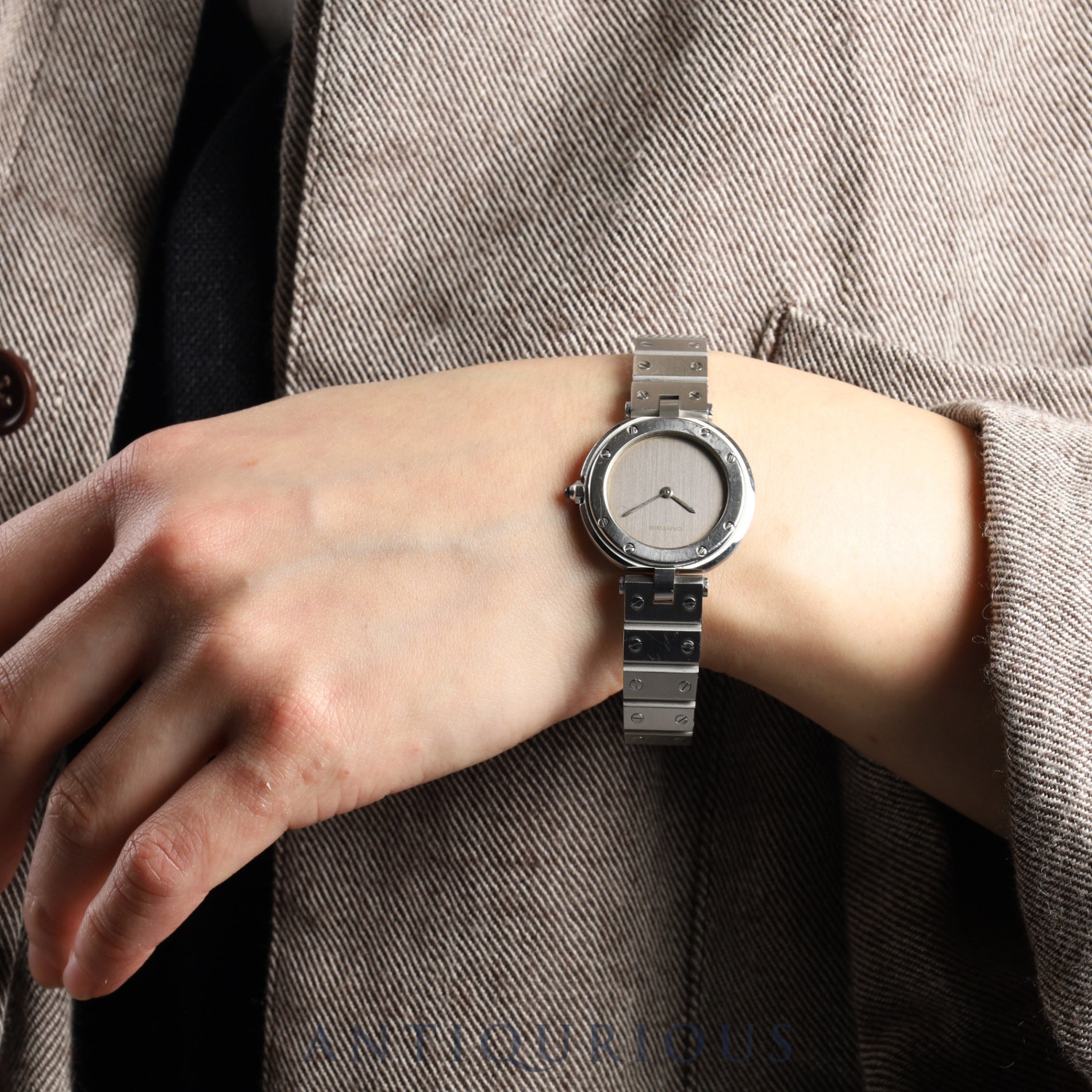 Cartier Santos Vendome SM 8192 Quartz Cal.81 SS SS Ghost (Gray) Dial Overhauled